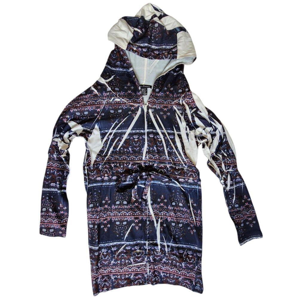 Simply Irresistible Multi Color Abstract Hooded Zip Up Jacket sz M
